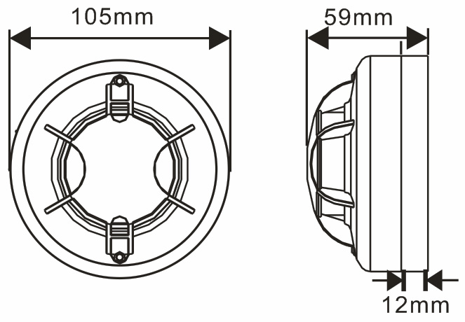 JTY-GD-802獨(dú)立式煙感外形尺寸示意圖(tú)
