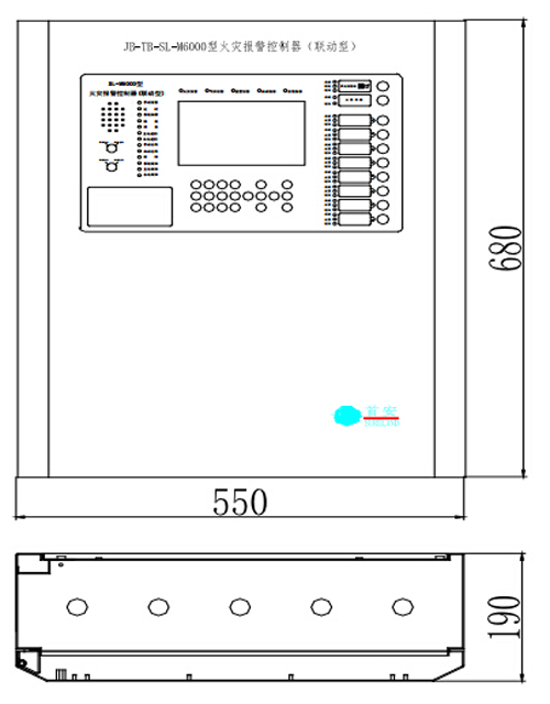 JB-TB-SL-M6000壁挂式火災報(bào)警控制器外形尺寸圖(tú)