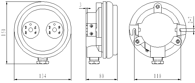 JDJQ-1防爆緊急啓動/停動按鈕外形結構示意圖
